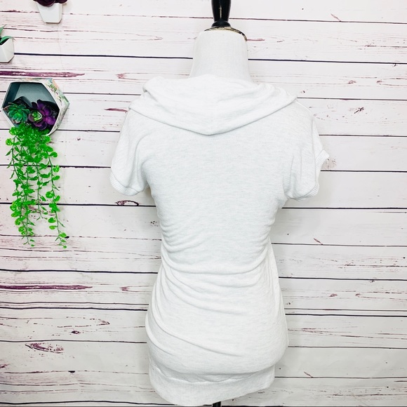 Pure Rebel Gray Cowl Neck Short Sleeve Knit Tunic Top Size Medium - Picture 9 of 9